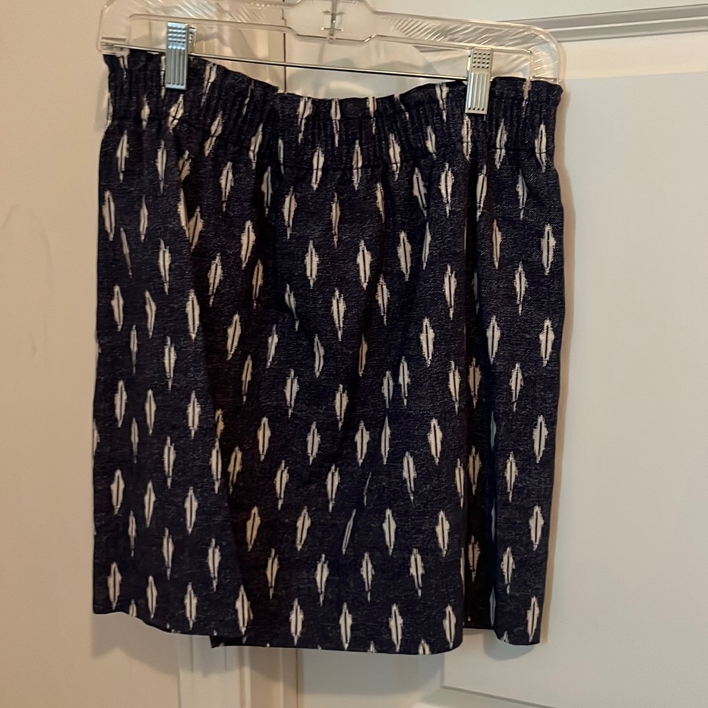 Blue and white jcrew ruffle mini skirt